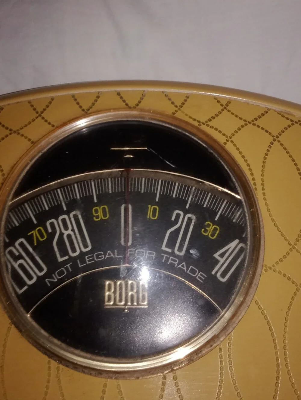 Vintage Borg Weight Bathroom Scale Gold Color 14 1/4